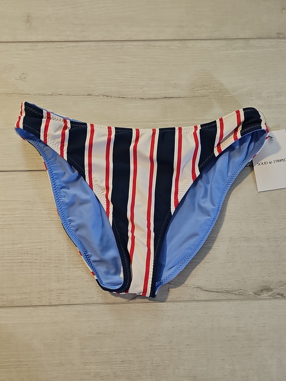 Solid & Striped Women's S REVERSIBLE Bikini Bottom in Red/White/Blue